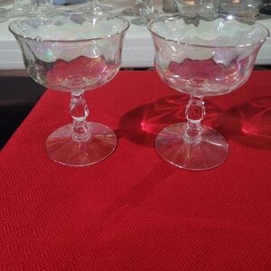 Set Of 2 Fostoria Coral Pearl (Iridescent) Low Sherbet Glasses
